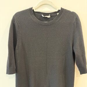 VINCE. - Black Cashmere Short Sleeve Tunic Sweater, Size M